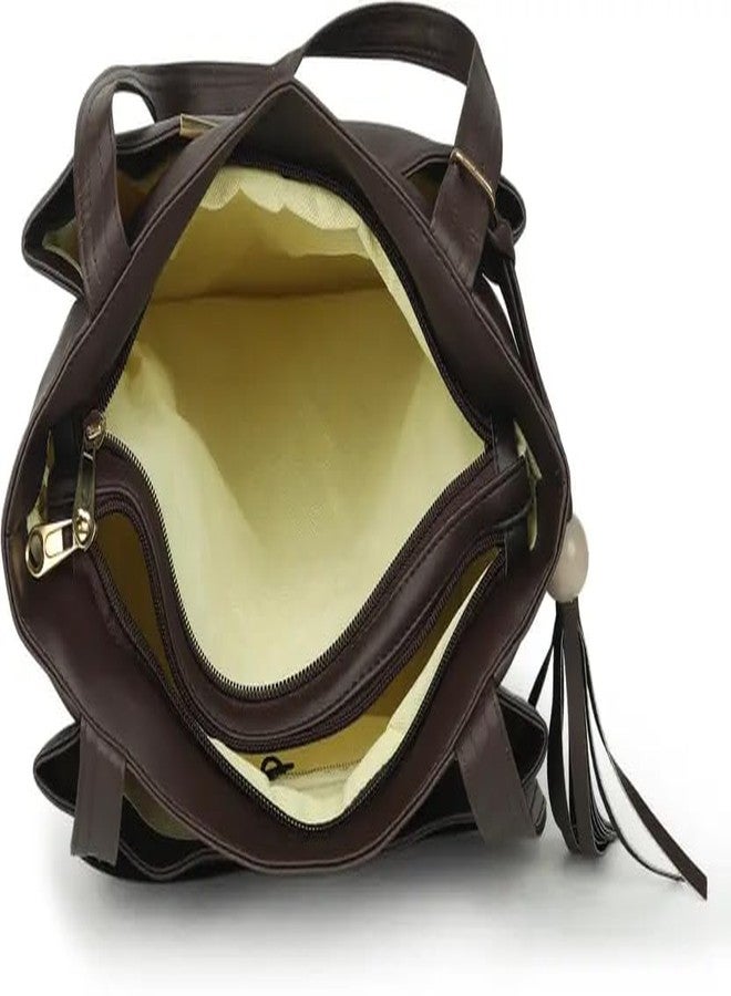 Nexeura Women's Faux Leather Shoulder Handbags Hobo Bag Big Ladies Purse Multiple Compartments Tote Bag for Office and College with Long Strap-(36x13x27cm) (BROWN) - Image 3